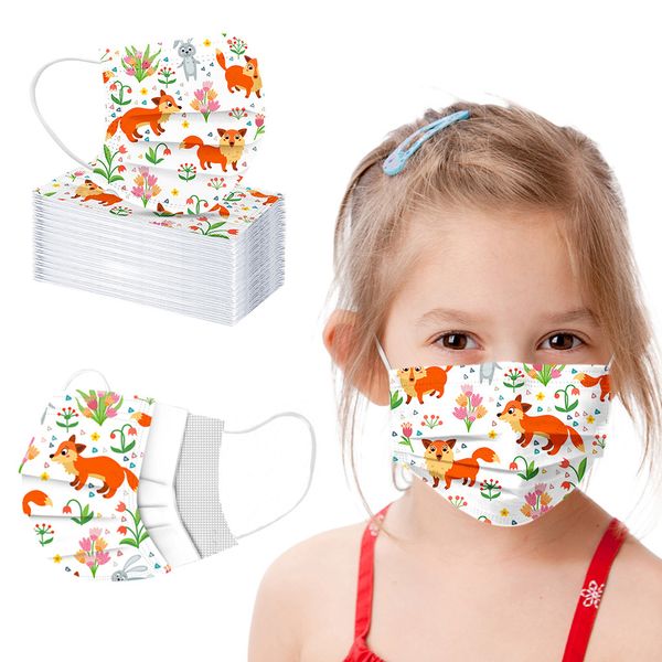 Masque facial de Noël pour enfants et étudiants, masque facial jetable avec boucle d'oreille élastique, 3 plis respirant pour bloquer la poussière et l'air, masques anti-pollution