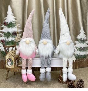 Gnomes sans visage de Noël accrocher la jambe Figurines suédoises faites à la main poupées en peluche de gnome de Noël pour les ornements cadeaux enfants décoration de Noël FY7983 b1016