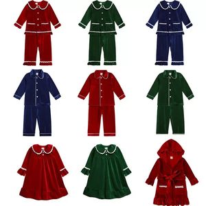 Noël famille correspondant enfants pyjamas rouge chaud velours garçon fille robe vêtements de nuit vêtements enfant en bas âge enfants pyjama cadeau 240110