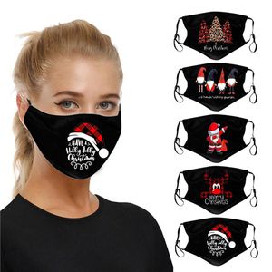 Kerstmis Fashion Gezichtsmasker Herbruikbare Volwassen Print Santa Claus Fun Protective Mond Mark Fabric Facemask