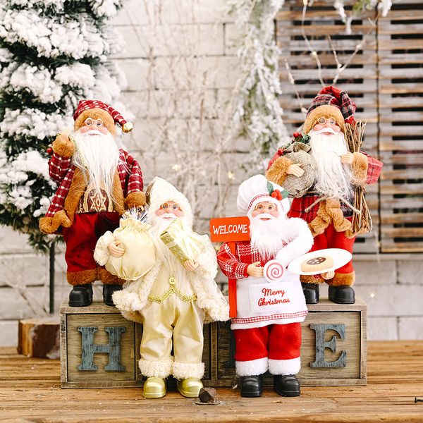 Decoración del festival de Navidad, muñeco de Papá Noel de pie, mochila creativa de Papá Noel, decoración de muñeco de anciano