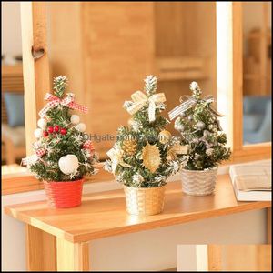 Kerst Feestelijke Feestartikelen Gardenchristmas Decoraties 25 cm Kleine tafelbureau Kunstmatige Mini Xmas Tree Home Office Decoration Dr