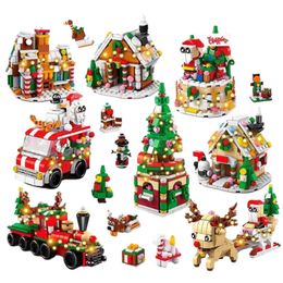 Blocs de Noël Toys Kids Toy Gifts Santa Christmas Train Elk Tree Buildings Bloodings Decoration Sensory Interactive Partygame Funny Anti-Stress Relief Gift