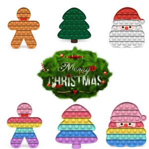 Kerst Fidget Speelgoed Sneeuwpop Peperkoek Kerstboom Push Bubble Decompressie Speelgoed Kinderen Volwassen Knijp Zintuiglijke Stress Reliever Cadeau Beste kwaliteit