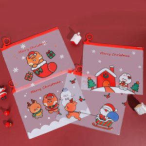 Christmas File Bag Creative Cartoon Pen Tassen Hoge Capaciteit Potlood Pouch Leuke Student Briefpapier Tas Waterdichte Rits Packet BH4686 WHLY