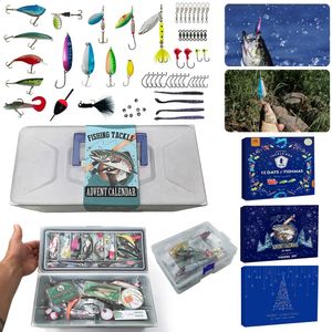 LOS DE PESCA DE NAVIDAD SET CALENDARIO DE Adviento 24 días Tackle Fishing Tackle Countdown Calendar Box Festival Tema de novedad Regalo para Fisher 240321