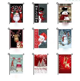 Kerstvlag en zegen Postcard -serie tuinvlaggen dubbele afdrukkende kerstman hangende foto zonder vlag f0714