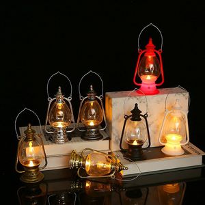 Kerstvlam kerosine olielamp vintage emulatie oli￫n licht kerst led handheld night lights xmas feestdecoratielampen th0445