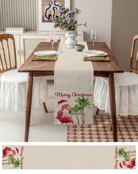 Christmas Flamingo Starfish Aquarement Table Runner Mariage Décor de mariage Runner Christmas Home Dining Table Decor Couche de décoration