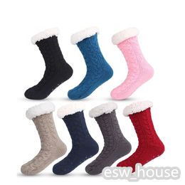 Kerstvloer sokken herfst en winter fleece warme antislip home kous voor volwassen maat 35-42 cm