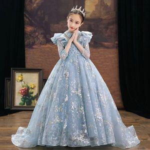 Christmas Flower Girl Robes avec des perles de ceinture Appliques Bow Girl Robes de mariée Hollow Back and Lace Up Girls Pageant Robe pailled Crystal Baby Girl Robe