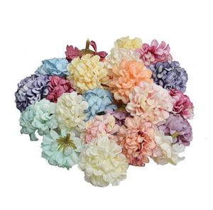 Kerst Bloemen 100 stks Kunstmatige Party Mode Bruiloft Zijde Kunstmatige Hortensia HOOFD Home Ornament Decoratie Voor Monther Dag Cadeau