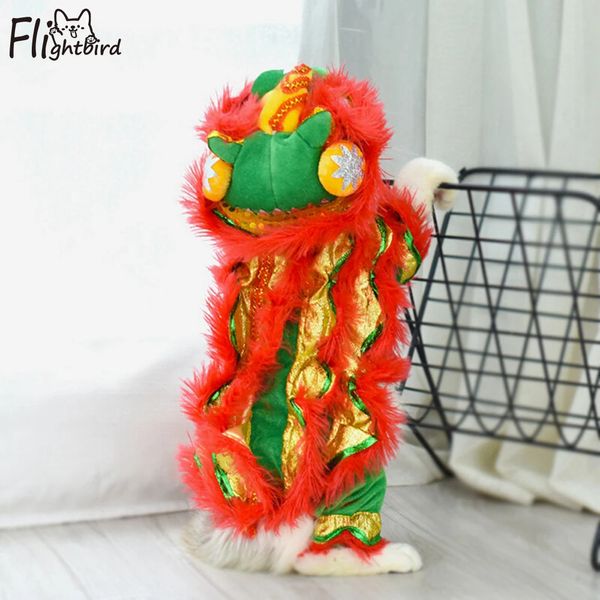 Noël drôle chien vêtements années animal de compagnie chinois Costume Dragon danse Lion chien fête Lion danse rouge festif chat chanceux vêtements 240228