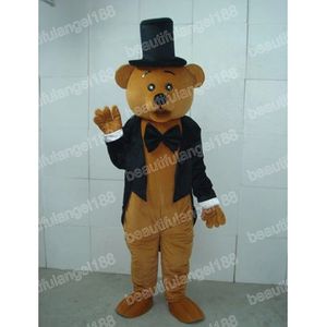 Costume da mascotte di orso gentiluomo di Natale Personaggio dei cartoni animati Vestito completo Festa di Halloween Carnevale all'aperto Festival Vestito operato per uomo Donna