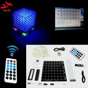 Freeshipping Christmas Gift 3D 8S Mini Light Cubeds Remote Met Animation Effects / 8x8x8 LED-muziekspectrum, elektronische DIY-kit