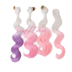 CADEAU DE NOËL 3 paquets avec fermeture coudre dans le tissage de cheveux OMBRE COLORMARLEY cheveux de vague de corps tisse la machine double trame tisse des trames de fermeture