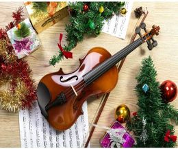 Kerstcadeau Akoestische viool 44 Volledige grootte met Case en Bow Rosin Natural8560825