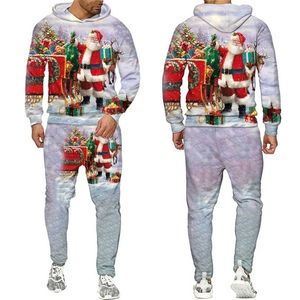 Christmas Gift All Print Hoodies Broek Heren 3D Trainingspakken Unisex Snowman Pullover Sweatshirt Streetwear Suits 211220