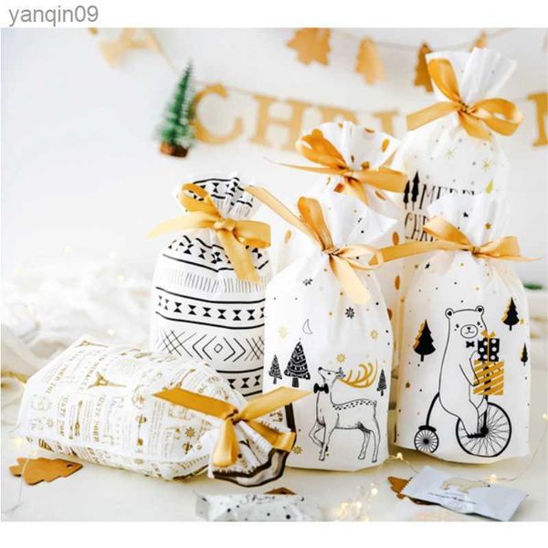 Sac cadeau de Noël sac de bonbons de Noël sac de cordon de fête de mariage décorations de Noël pour la maison nouvel an 2021 présente L230626