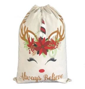 Bolsa de regalo de Navidad Cordón lindo Lienzo Unicornio Saco de Santa 2 Estilo Buena calidad Decoración de Navidad Adorno Santa C204