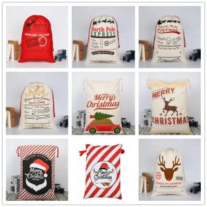 Kerstcadeautas Groot zwaar canvas Trekkoord Kerstmantassen Cadeaus voor kinderen Goede kwaliteit Indoor Kerstdecoratie 08 ZZ