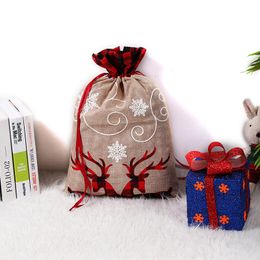Sac cadeau de Noël Monogrammable Sacs à cordon Père Noël Sac Grands sacs en toile Décoration de Noël Articles de fête CGY115