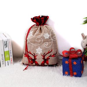 Kerst Gift Tas Monogrammable Trekkoord Tassen Santa Claus Sack Grote Canvas Sacks Xmas Decoratie Feestartikelen CGY115