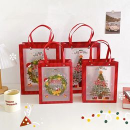 Kerstcadeautasje PP-plastic matte draagtas Kerstavondcadeauverpakking met handcadeauzakje