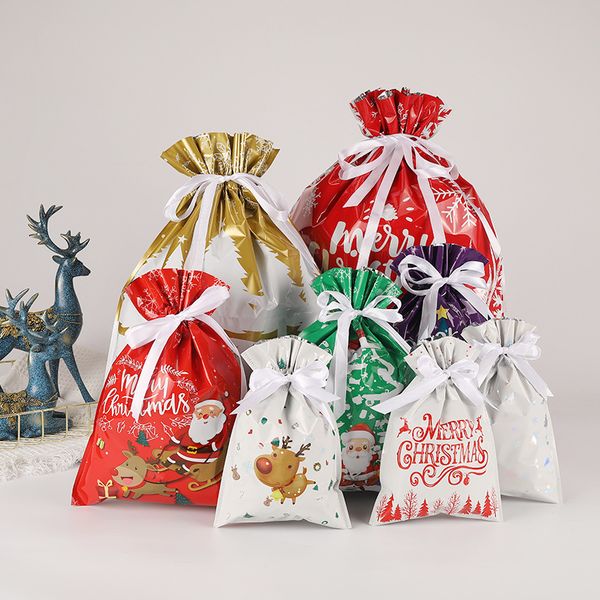 Sacs-cadeaux de Noël disponibles dans une variété de nouveaux sacs-cadeaux de sacs de bonbons à cordes de Noël BH8620