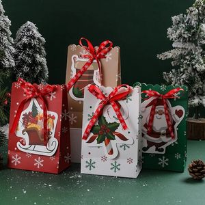 Kerstcadeauzakjes Kraftpapier-inpakzakjes voor de feestdagen met kerstprints voor feestartikelen Kerstcadeauverpakking