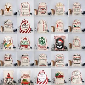 Kerstcadeau-tassen Grote biologische zware canvaszak Santa Sack Tasje met rendieren Santa Claus Aandelen