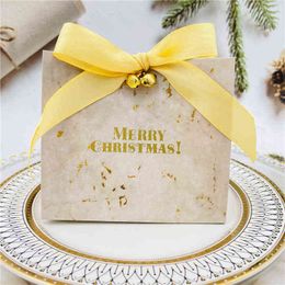 Sacs-cadeaux de Noël Emballage Mini sac-cadeau en marbre gris pour fête bébé douche papier boîte à bonbons au chocolat avec rubans H1231