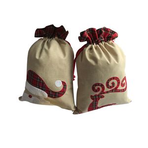 Kerst Gift Tassen Plaid Elk Lint Snoepzak Santas Geschenken Sack Xmas Party Drawstring Totes Festival Opslag Pouch Decoratie Benodigdheden B7790