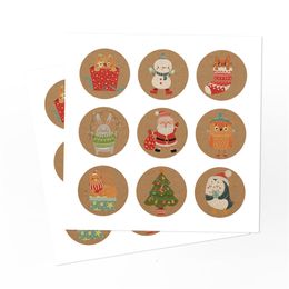 Kerst Gift Tassen Vintage Kraftpapier Appelen Candy Case Party Gift Xmas Santa Snowman Handtas Wrapped Pakket Decoraties GGE1878