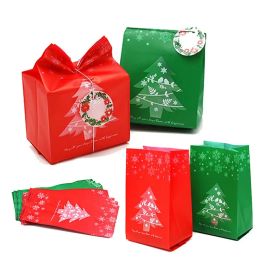 Kerstcadeauzakjes Kerst Snoep Koekjeszakje Frosted Kerstgunsten Cadeauzakjes Rood Groen Kerstcadeaupapier 829