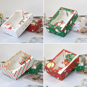 Boîte-cadeau de Noël Père Noël Papercard Kraft Présent Party Favor Cuisson boîte à gâteaux muffin papier emballage RRA462