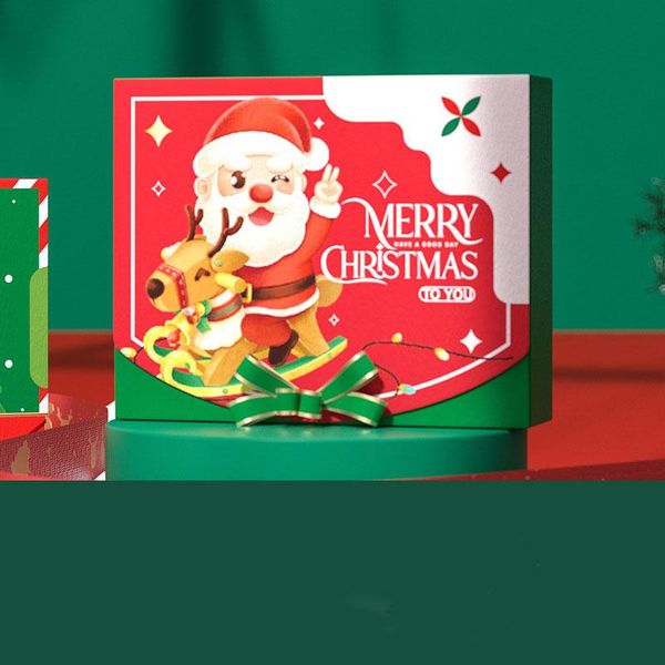 Coffret Cadeau De Noël Carré Joyeux Noël Papiers Emballage Boîtes Père Noël Faveur Coffrets Cadeaux Chocolat Bonbons Boîtes De Papier RRE15038