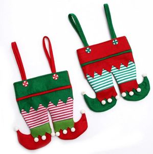 Sacs à bonbons elfe cadeau de noël, sac à vin de noël, chaussettes, sac elfe, sacs cadeaux à bonbons rouge vert, bas de fête de noël