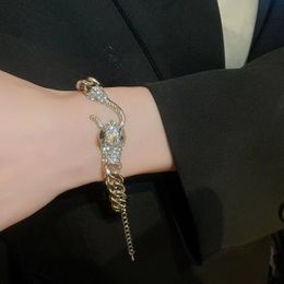 Cadeau de Noël Style de mode Collier de serpent de perles de cristal super brillant Bracelet de perles en acier inoxydable plaqué 18K Partie de bijoux de mode pour femmes exquises filles