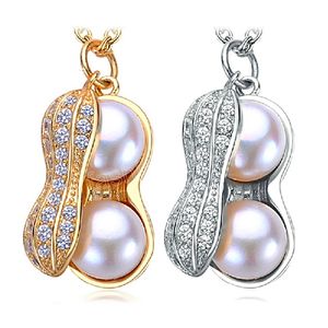 Cadeau de noël pour femmes collier d'arachide femmes blanc faux collier de perles clavicule pendentif bijoux titane cadeau créatif