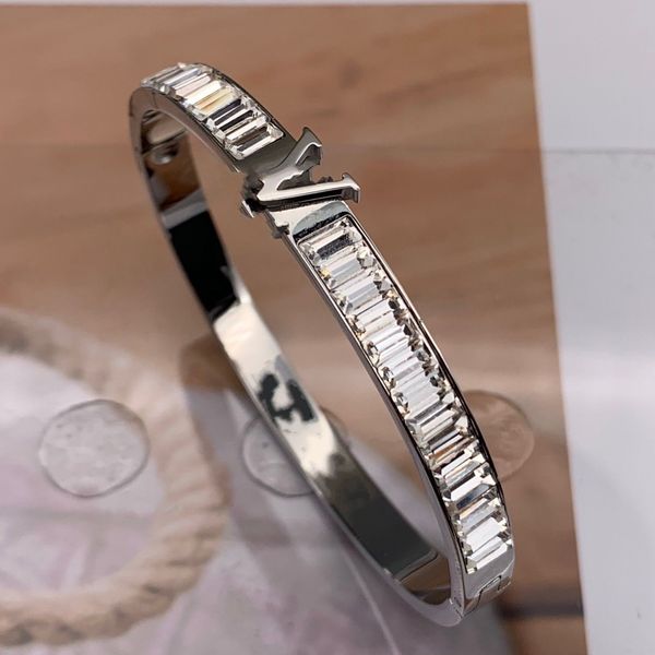 Cadeau de Noël Bracelet en diamant complet 18k Gold Rose Silver Femme Boys Boys Titanium Steel Bangles Classic Love Wedding Bracelets For Women Men Wholesale 19cms1iu