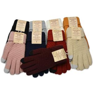 Guantes Mujer Regalo de Navidad Pantalla táctil Invierno Cálido Mitones Hombres Mujeres Elástico Punto Imitación Lana Todo dedo Antideslizante Boutique 04