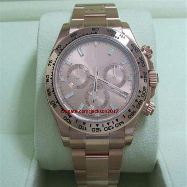 Weihnachtsgeschenk Hochwertige Armbanduhren Herrenuhr 116505 ROSA EVEROSE GOLD ROSA DIAMANT BAGUETTE ZIFFERBLATT268N