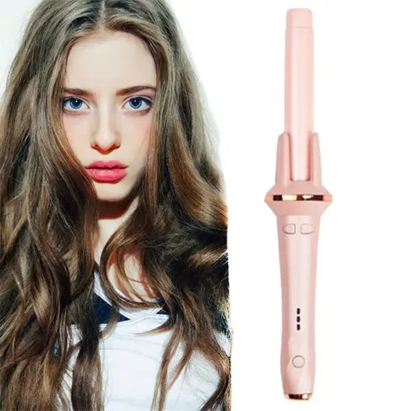 Cadeau de Noël Ionic Ceramic Barrel Professionnel 360 Wavy Beach Waver Auto Rotating Hair Curler Curler Wand Iron Curling Auto