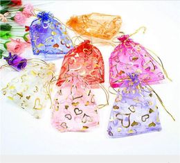 Sacs de bijoux cadeau de Noël Organza Sac Candy Sac Jouets 11 couleurs coeur bijoux pochettes de mariage sacs d'emballage 7480514