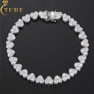 Bijoux cadeau de noël à la mode, en argent Sterling VVS Moissanite, diamant, cœur groupé, chaîne de Tennis, Bracelet pour amoureux, 8Mm