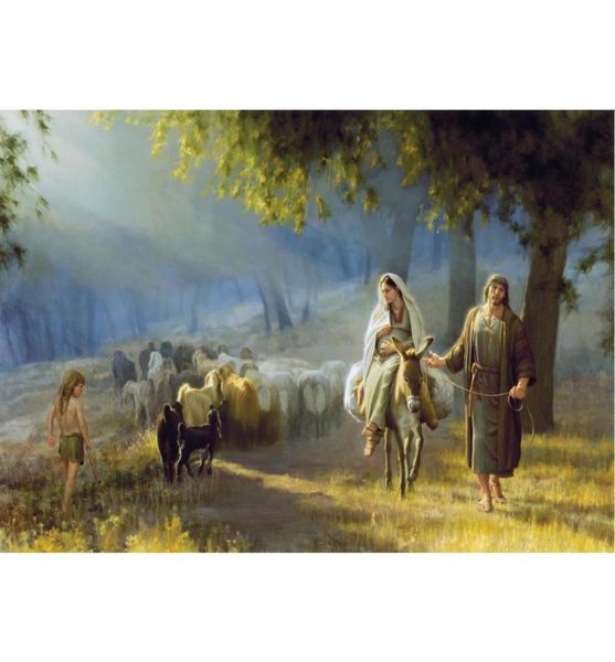 Cadeau de Noël Joseph Brickey Paintes d'huile Journey à Bethlehem Canvas Handmade Art of Christ Modern Landscape Figure Oeuvre Liv7588549