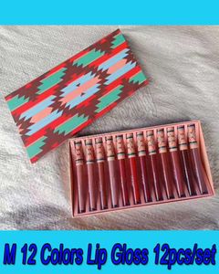 Cadeau de Noël M Maquillage 12 couleurs Kit de rouge à lèvres liquide mat Cosmétiques 12pcsset Lip Gloss Set en stock 7786778