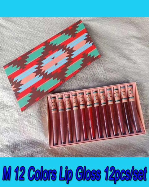 Regalo de Navidad M Maquillaje 12 colores Kit de lápices labiales líquidos mate Cosméticos 12 piezas Juego de brillo de labios en stock 7786778