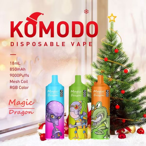 Cadeau de Noël Magic Dragon 9000 Puffs Vape jetable Livraison gratuite avec RVB